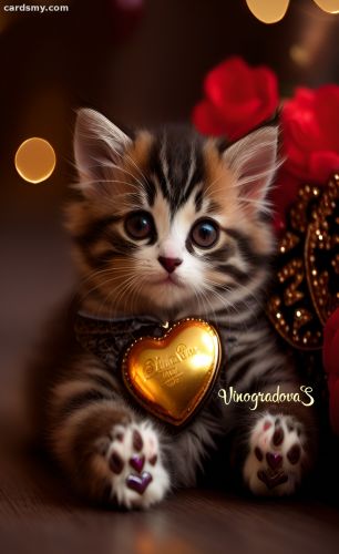 Котенок с щолотым сердечком