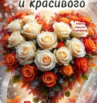 Пожелание красивого вечера на открытке с розами