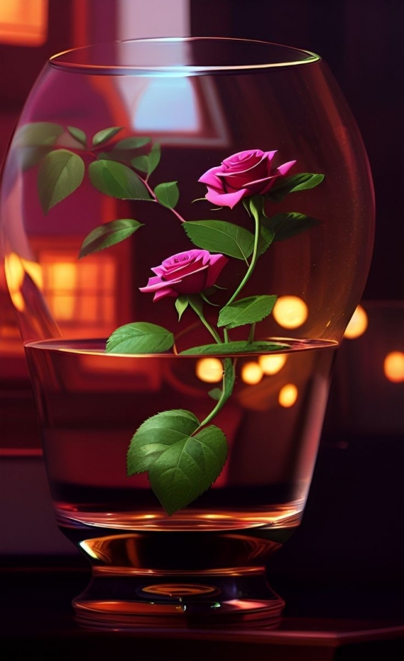 Две розы в стакане