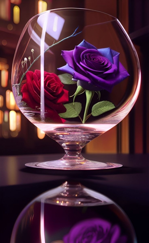 Красная и фиолетовая розы