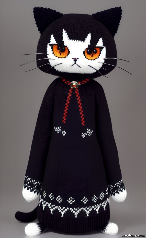 Кошка в черном длинном платье