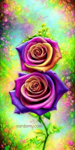 розы с разноцветными лепестками